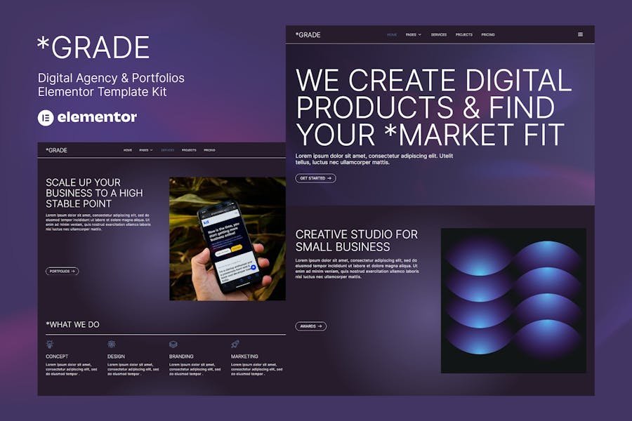 Grade - Creative Agency & Portfolios Elementor Template Kit 1 Grade - Creative Agency & Portfolios Elementor Template Kit
