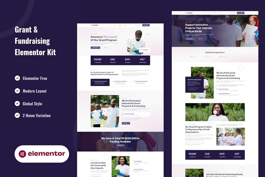 Grant & Fundraising - Elementor Template Kit 1 Grant & Fundraising - Elementor Template Kit