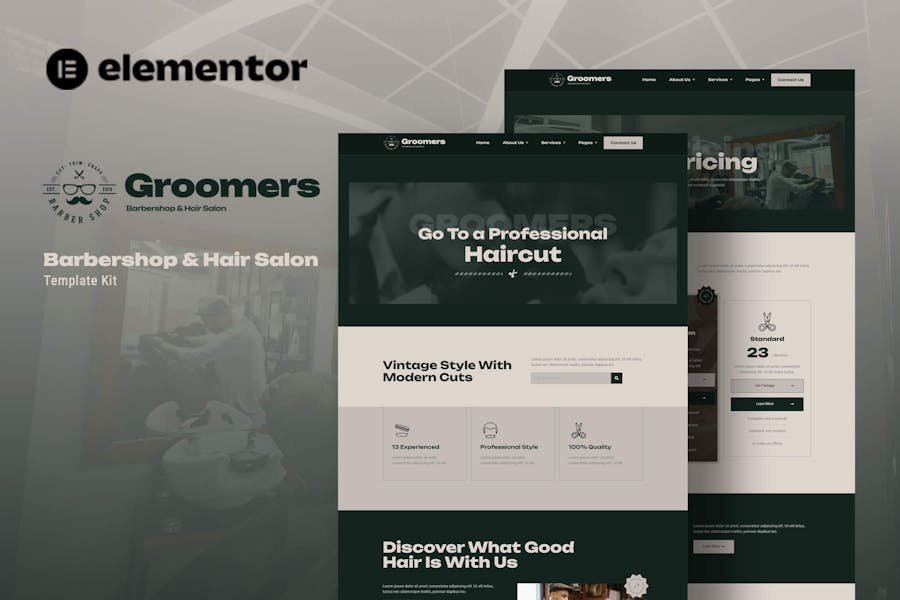 Groomers - Barbershop & Hair Salon Elementor Template Kit 1 Groomers - Barbershop & Hair Salon Elementor Template Kit