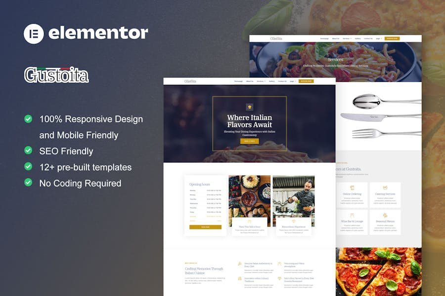 Gustoita - Italian Restaurant Elementor Template Kit 1 Gustoita - Italian Restaurant Elementor Template Kit