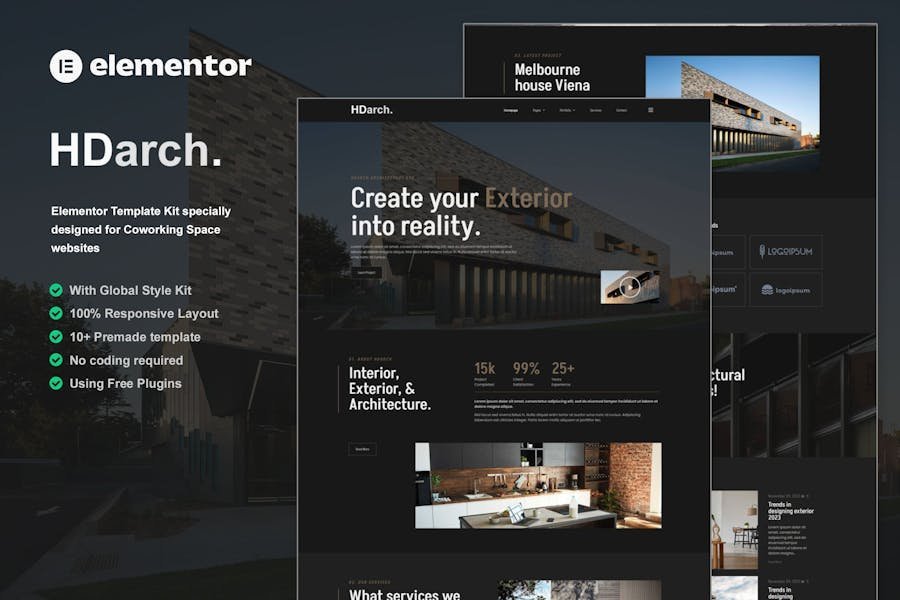 HDarch - Architecture & Interior Elementor Template Kit 1 HDarch - Architecture & Interior Elementor Template Kit