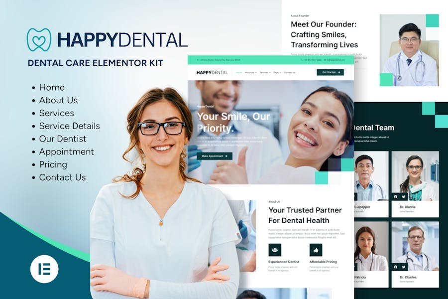 Happy Dental - Dental Care Service Elementor Kit 1 Happy Dental - Dental Care Service Elementor Kit
