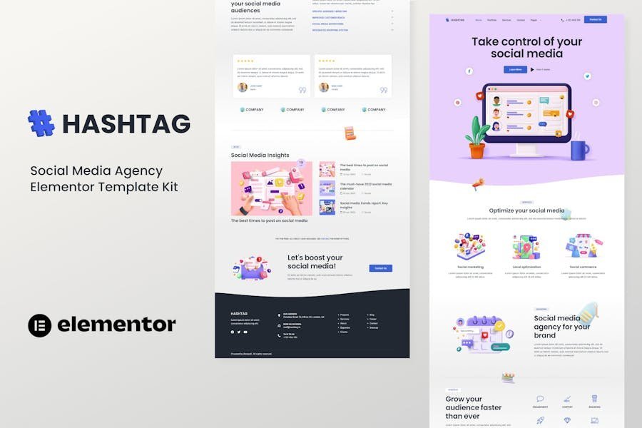 Hashtag - Social Media Agency Elementor Template Kit 1 Hashtag - Social Media Agency Elementor Template Kit