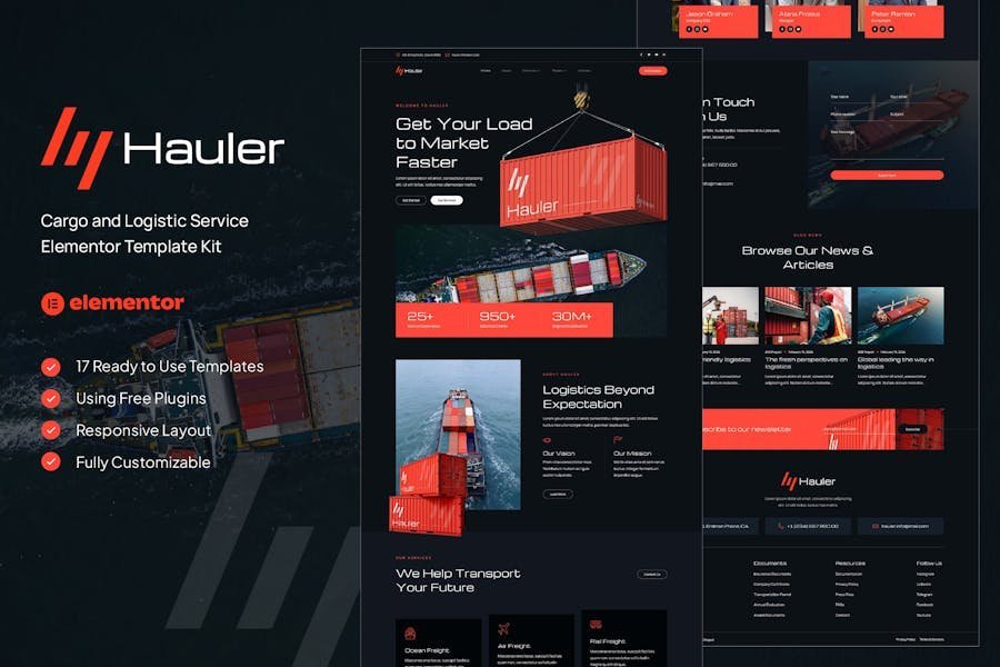 Hauler - Cargo & Logistic Elementor Template Kit 1 Hauler - Cargo & Logistic Elementor Template Kit