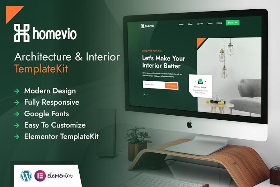 Homevio Architecture Interior Elementor Template Kit 1 Homevio Architecture Interior Elementor Template Kit