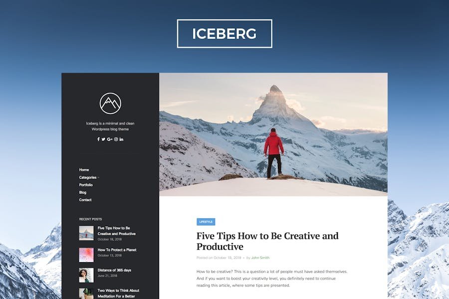 Iceberg - Clean & Modern WordPress Blog Theme 1 Iceberg - Clean & Modern WordPress Blog Theme
