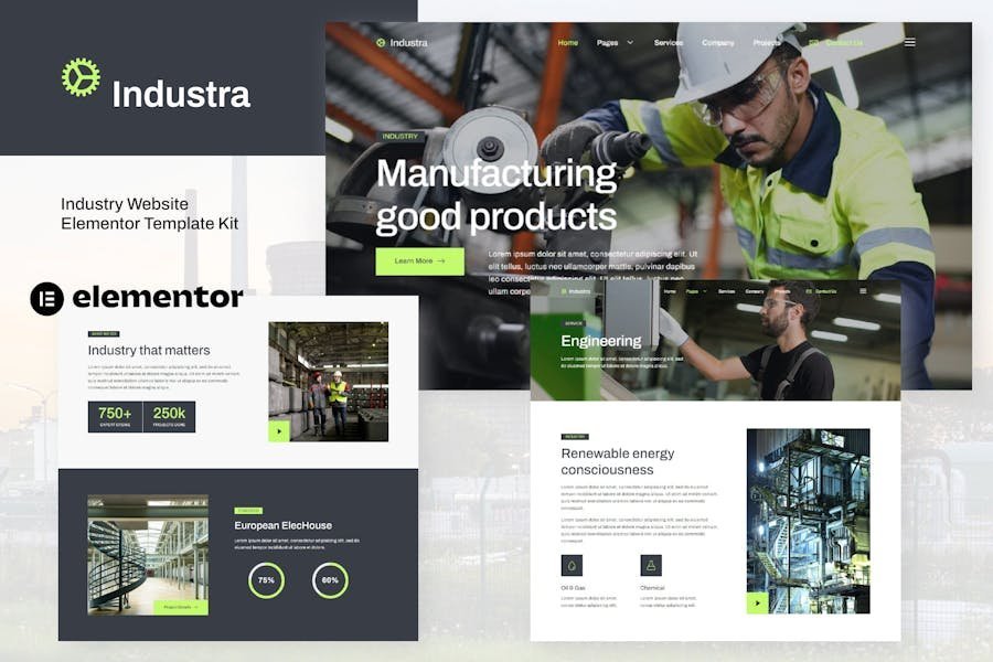 Industra - Industry & Manufacturing Elementor Template Kit 1 Industra - Industry & Manufacturing Elementor Template Kit