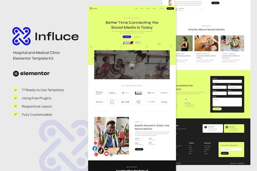 Influce - Marketing Agency & Influencer Elementor Template Kit 1 Influce - Marketing Agency & Influencer Elementor Template Kit