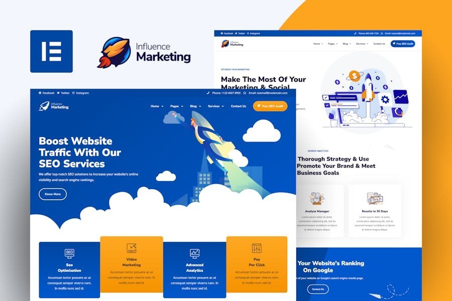 Influence Marketing - SEO & Digital Agency Elementor Template Kit 1 Influence Marketing - SEO & Digital Agency Elementor Template Kit