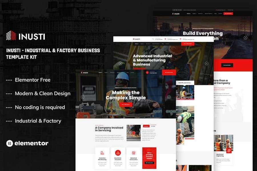 Inusti - Industrial & Factory Business Elementor Template Kit 1 Inusti - Industrial & Factory Business Elementor Template Kit