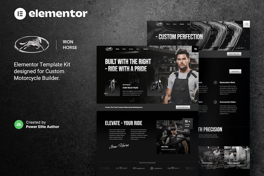 Iron Horse – Custom Motorcycle Builder Elementor Template Kit 1 Iron Horse – Custom Motorcycle Builder Elementor Template Kit
