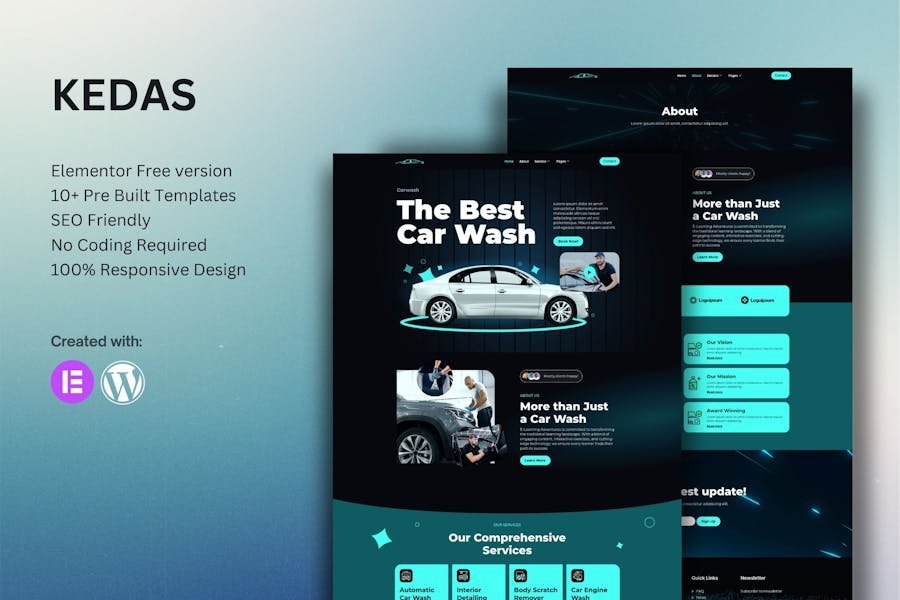 Kedas - Car Wash & Detailing Service Elementor Template Kit 1 Kedas - Car Wash & Detailing Service Elementor Template Kit