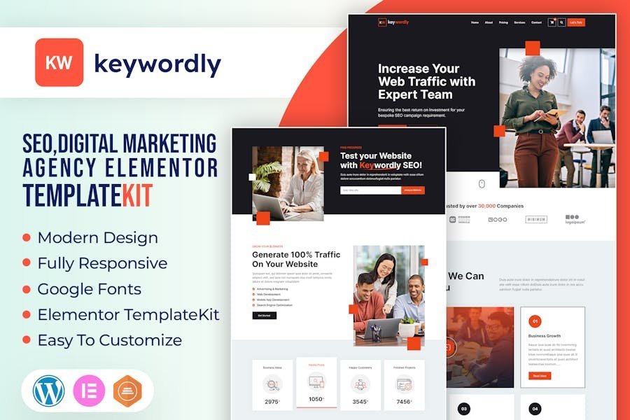 Keywordly - Digital Marketing Agency Elementor Template Kit 1 Keywordly - Digital Marketing Agency Elementor Template Kit
