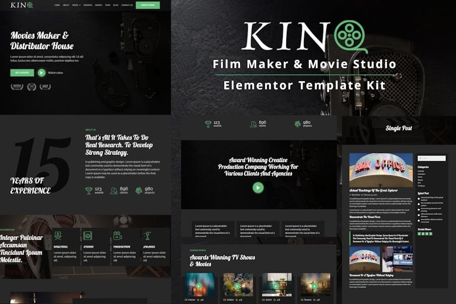Kino - Film Maker & Movie Studio Elementor Template Kit 1 Kino - Film Maker & Movie Studio Elementor Template Kit