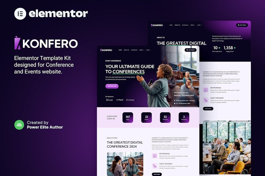 Konfero – Conference & Event Elementor Template Kit 1 Konfero – Conference & Event Elementor Template Kit