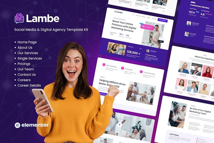 Lambe - Digital Marketing Agency Elementor Template Kits 1 Lambe - Digital Marketing Agency Elementor Template Kits
