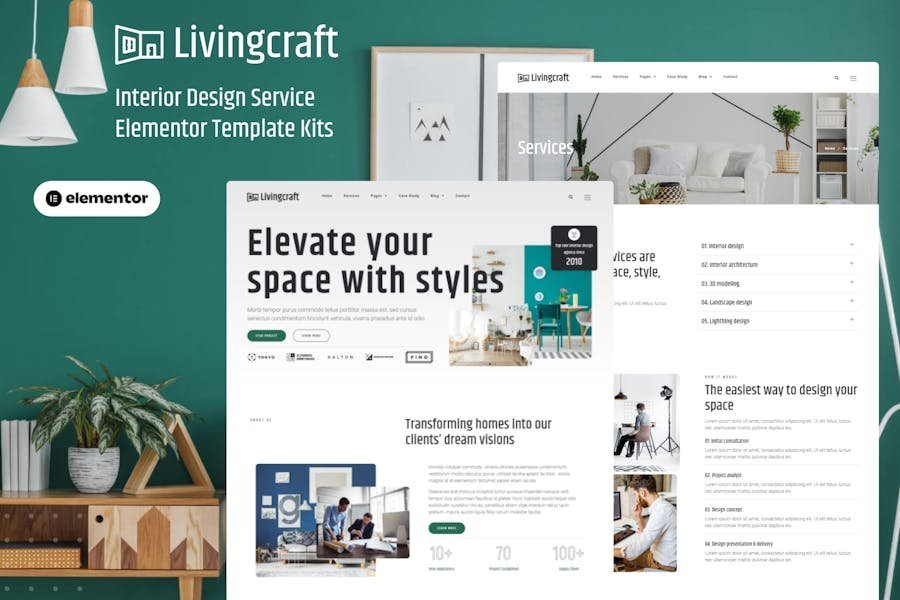 Livingcraft - Interior Design Services Elementor Pro Template Kit ...