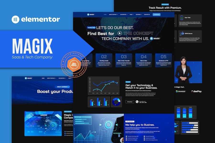 Magix - Saas & Tech Company Elementor Template Kit 1 Magix - Saas & Tech Company Elementor Template Kit