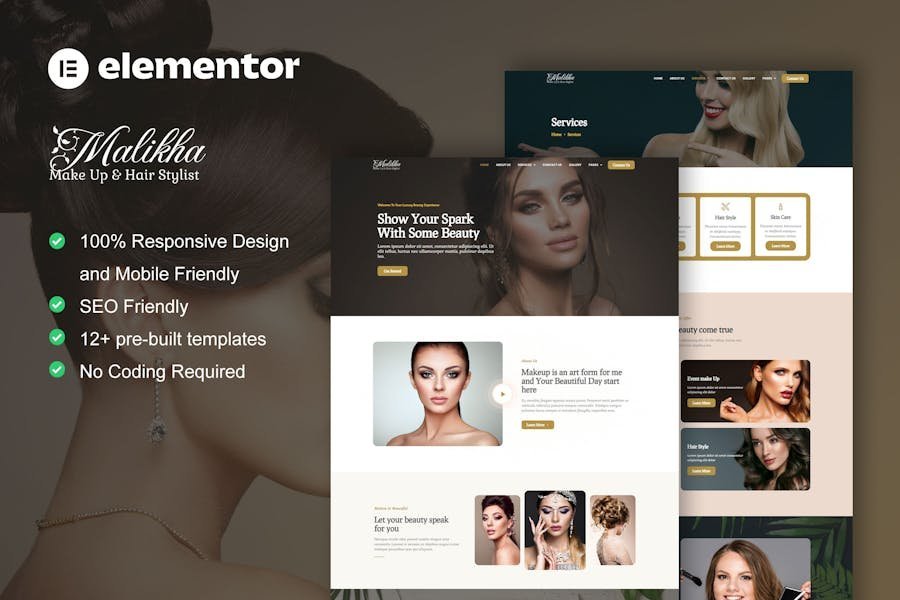 Malikha - Beauty Salon & Spa Elementor Pro Template Kit 1 Malikha - Beauty Salon & Spa Elementor Pro Template Kit