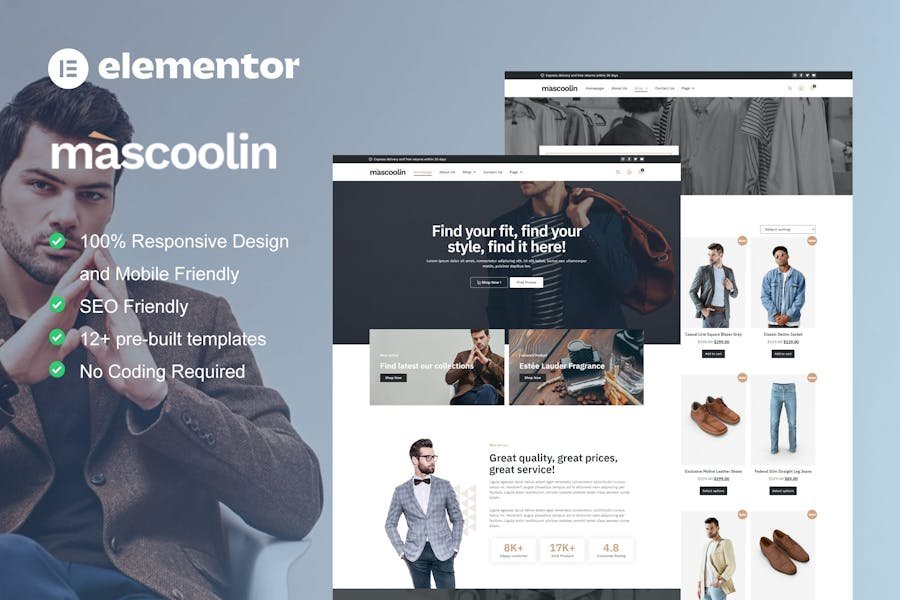 Mascoolin - Fashion Store Elementor Template Kit 1 Mascoolin - Fashion Store Elementor Template Kit