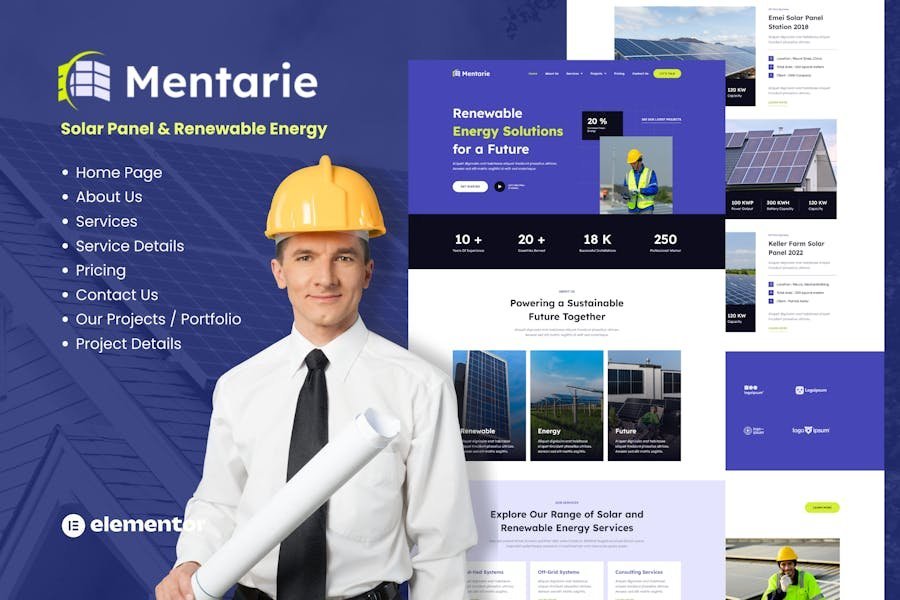 Mentarie - Solar Panel & Sustainable Energy Elementor Template Kit 1 Mentarie - Solar Panel & Sustainable Energy Elementor Template Kit
