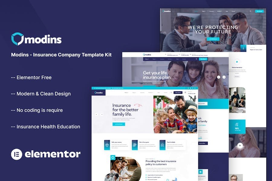 Modins - Insurance Company Elementor Template Kit 1 Modins - Insurance Company Elementor Template Kit