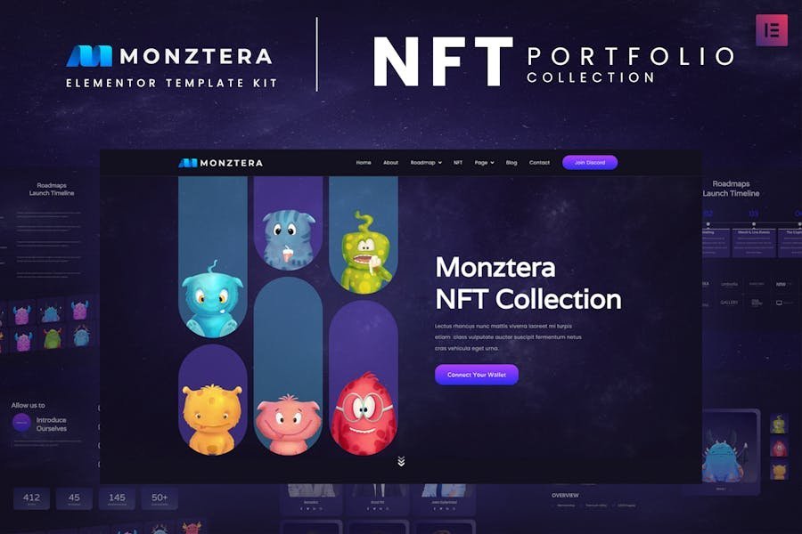 Monztera - NFT Portfolio Elementor Template Kit 1 Monztera - NFT Portfolio Elementor Template Kit