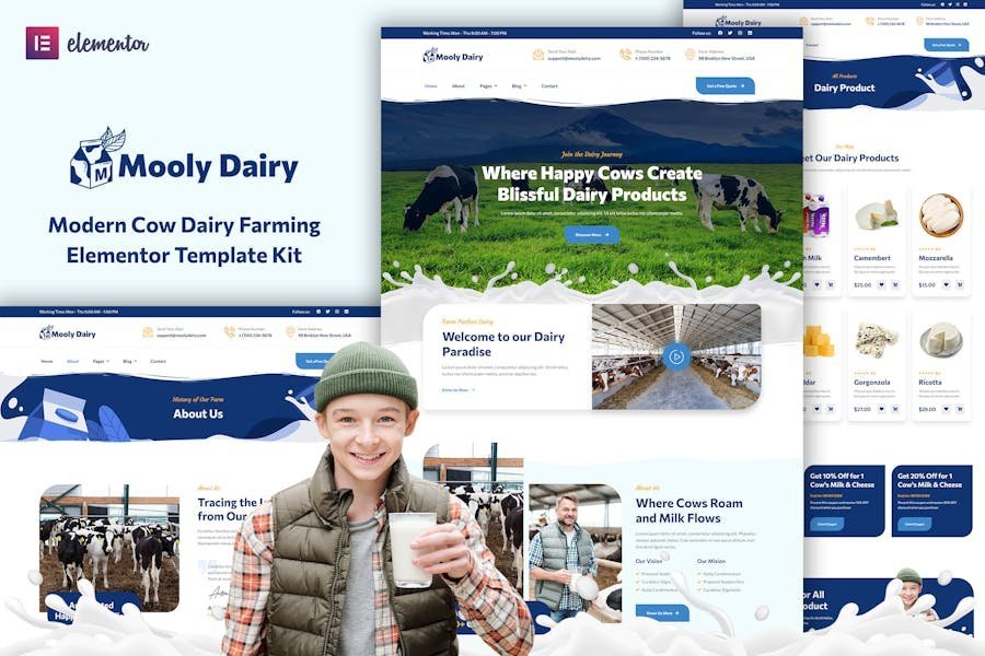 Mooly - Modern Cow Dairy Farming Elementor Template Kit 1 Mooly - Modern Cow Dairy Farming Elementor Template Kit