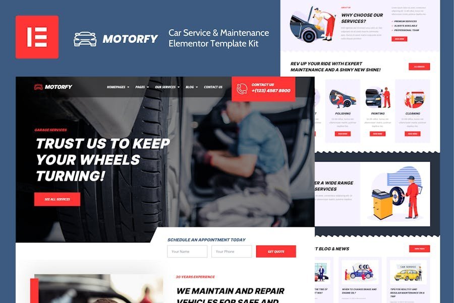 Motorfy - Car Service & Maintenance Elementor Template Kit 1 Motorfy - Car Service & Maintenance Elementor Template Kit