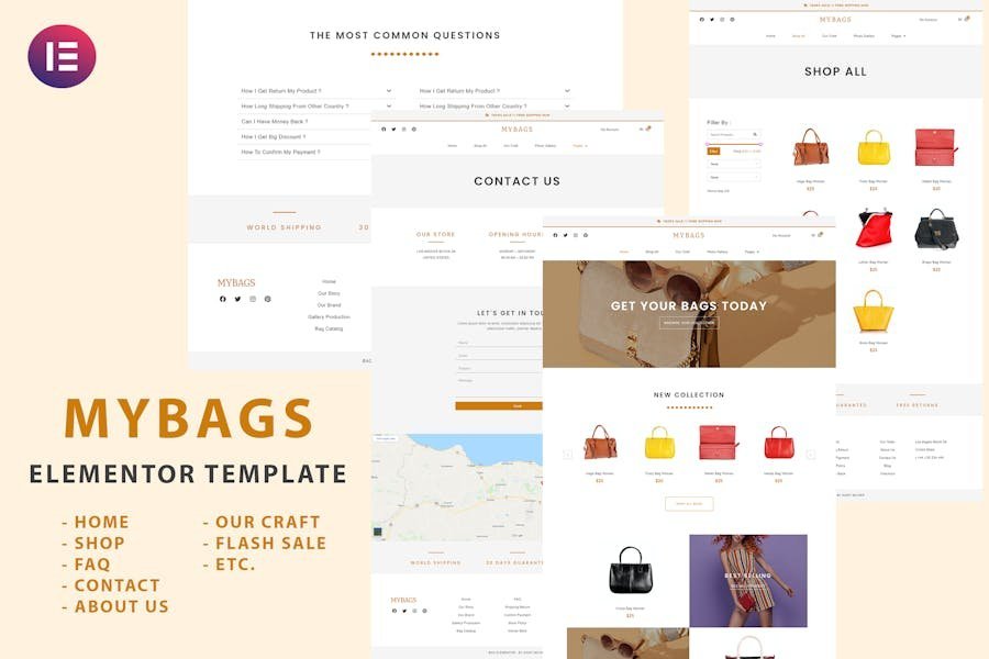 Mybags - Modern Commerce Elementor Template Kit 1 Mybags - Modern Commerce Elementor Template Kit