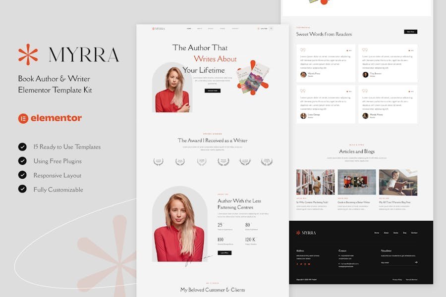 Myrra - Book Author & Writer Elementor Template Kit 1 Myrra - Book Author & Writer Elementor Template Kit