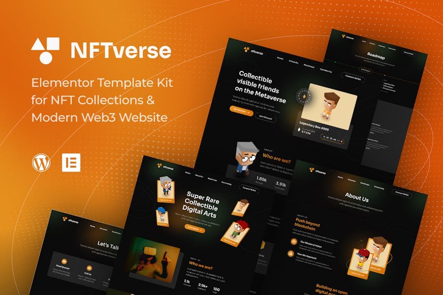 NFTverse Futuristic NFT Portfolio Elementor Template Kit 1 NFTverse Futuristic NFT Portfolio Elementor Template Kit