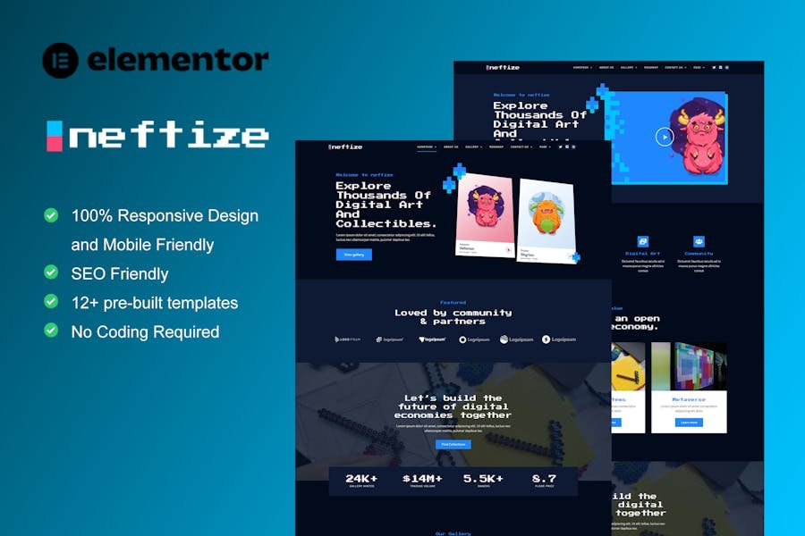 Neftize - NFT Portfolio & Digital Items Elementor Template Kit 1 Neftize - NFT Portfolio & Digital Items Elementor Template Kit