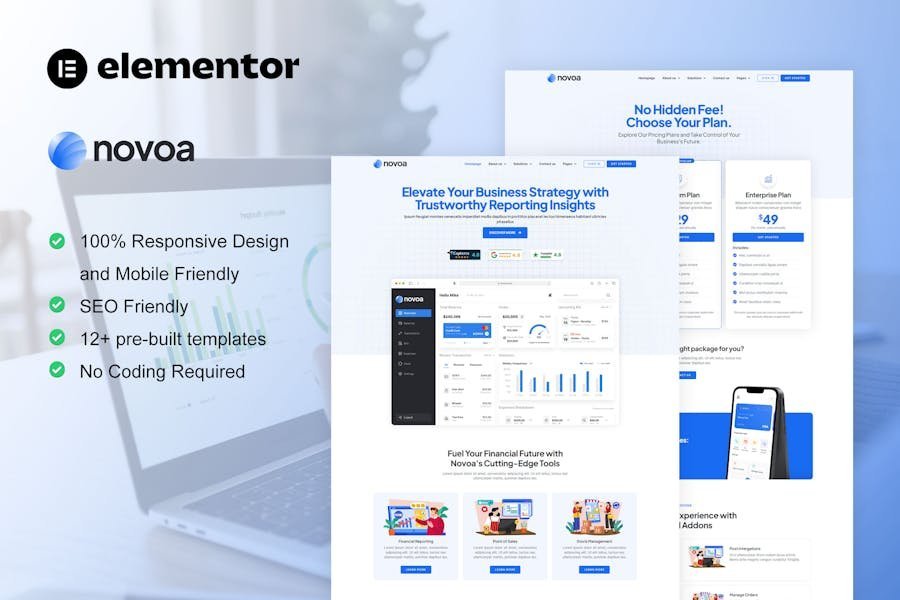Novoa - Saas & Finance Software Service Elementor Template Kit 1 Novoa - Saas & Finance Software Service Elementor Template Kit