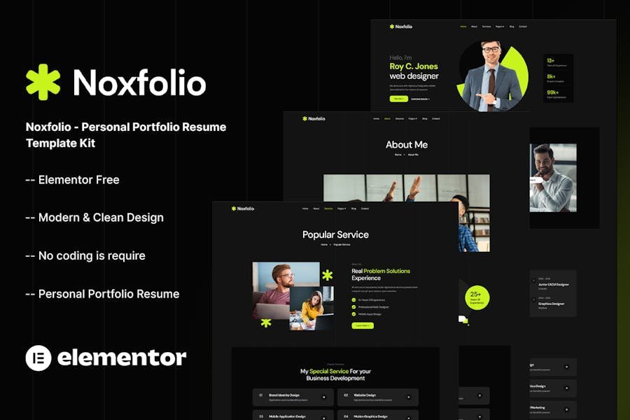 Noxfolio - Personal Portfolio Resume Elementor Template Kit 1 Noxfolio - Personal Portfolio Resume Elementor Template Kit