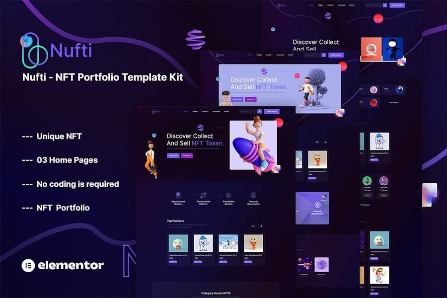 Nufti - NFT Collections Elementor Template Kit 1 Nufti - NFT Collections Elementor Template Kit