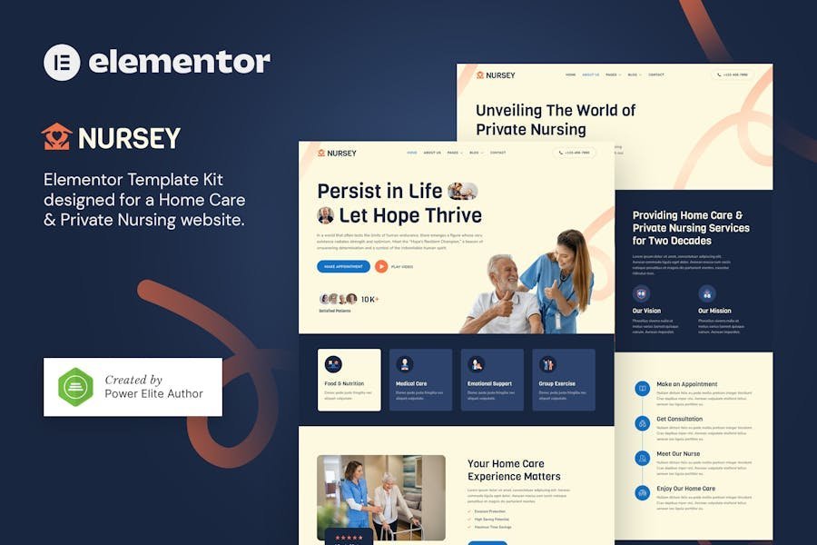 Nursey – Home Care Agency & Private Nursing Elementor Template Kit 1 Nursey – Home Care Agency & Private Nursing Elementor Template Kit
