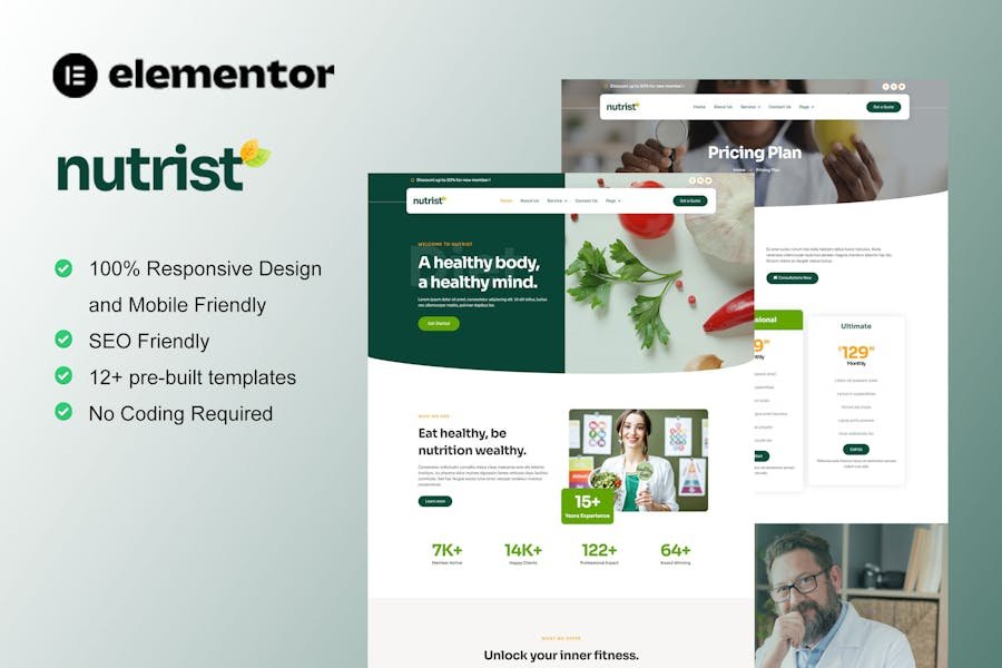 Nutrist - Healthy Food & Nutrition Service Elementor Template Kit 1 Nutrist - Healthy Food & Nutrition Service Elementor Template Kit