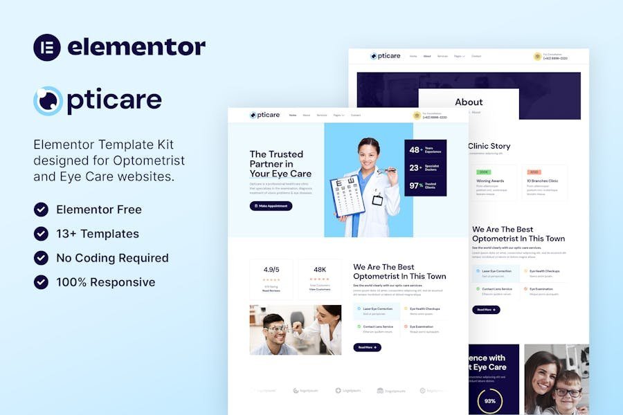 Opticare – Optometrist & Eye Care Elementor Template Kit 1 Opticare – Optometrist & Eye Care Elementor Template Kit
