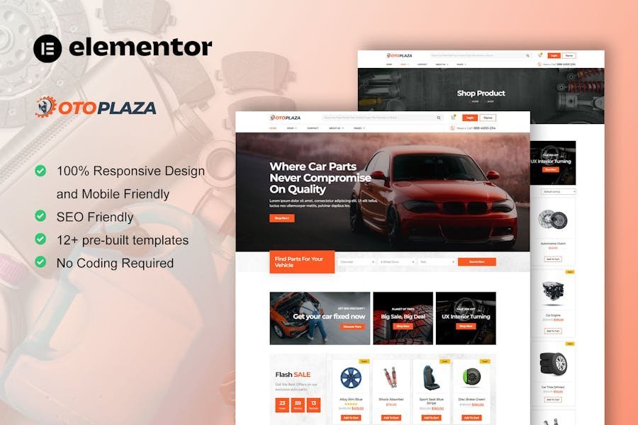 OtoPlaza - Auto Parts Store & Accessories Elementor Pro Template Kit 1 OtoPlaza - Auto Parts Store & Accessories Elementor Pro Template Kit