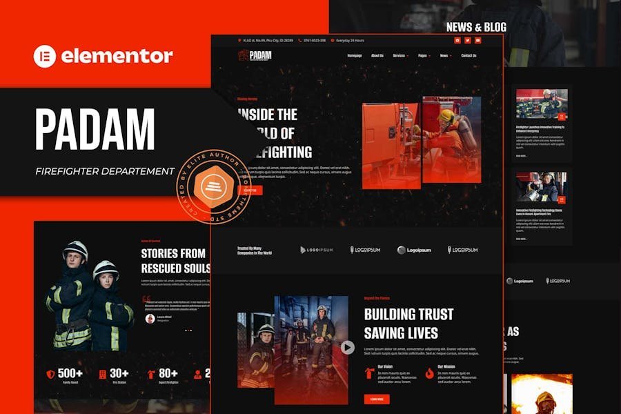 Padam - Firefighter Departement Elementor Template Kit 1 Padam - Firefighter Departement Elementor Template Kit