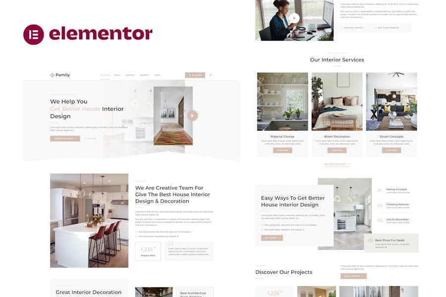 Pamily - House Interior Design Elementor Template Kit 1 Pamily - House Interior Design Elementor Template Kit