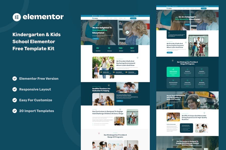 Parees - Kindergarten & Kids School Elementor Template Kit 1 Parees - Kindergarten & Kids School Elementor Template Kit