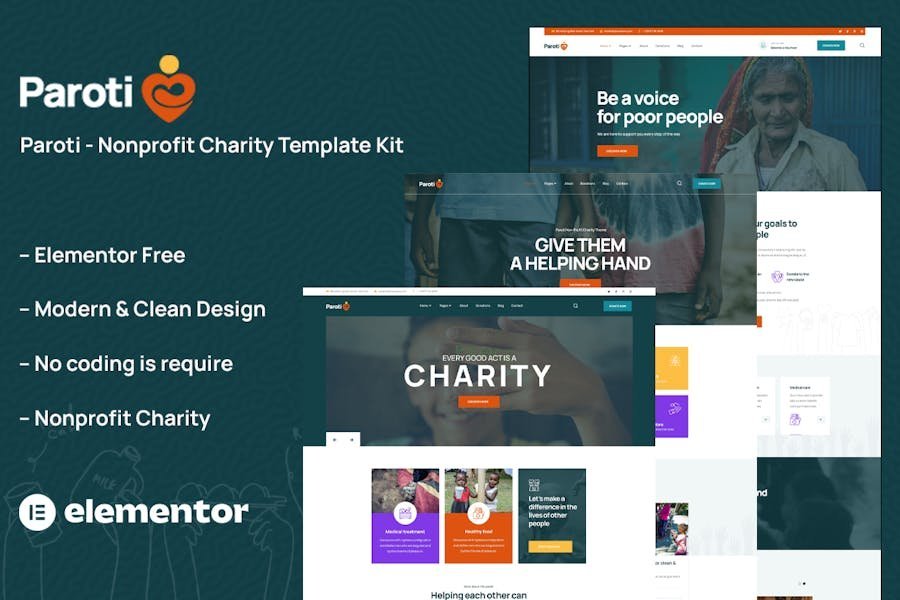 Paroti - Non Profit Charity Elementor Template Kit 1 Paroti - Non Profit Charity Elementor Template Kit