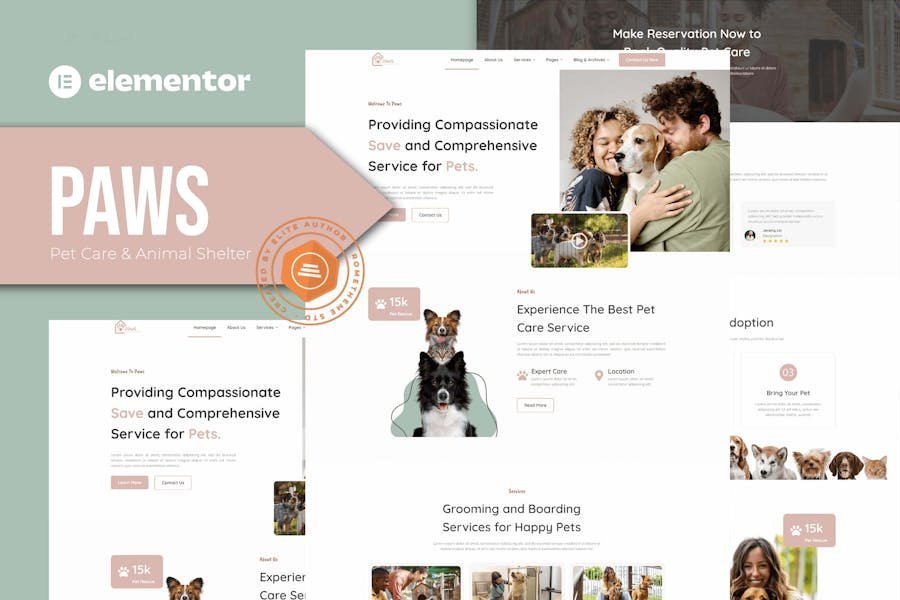 Paws - Pet Care and Animal Shelter Elementor Template Kit 1 Paws - Pet Care and Animal Shelter Elementor Template Kit