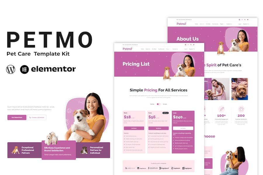 Petmo - Pet Care Elementor Template Kit 1 Petmo - Pet Care Elementor Template Kit