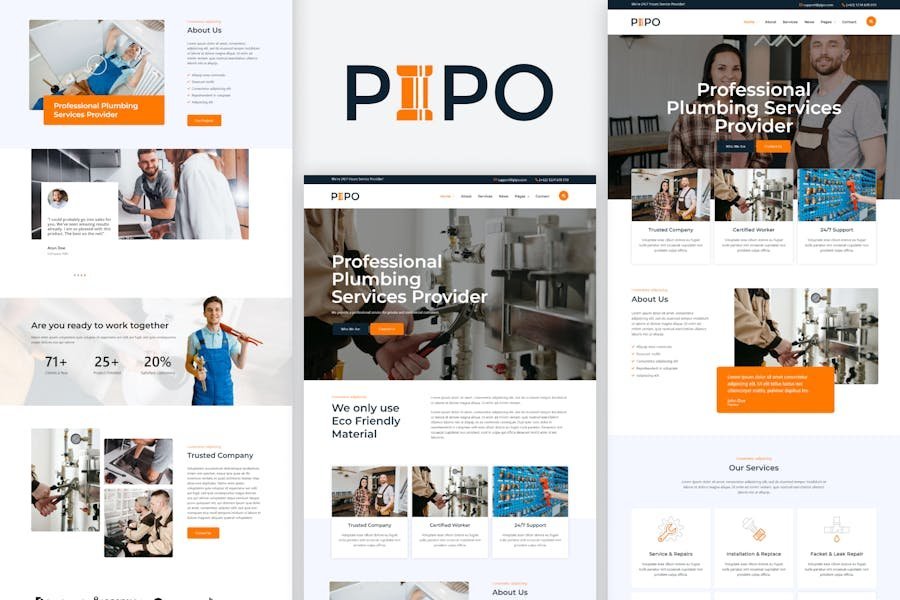 Pipo - Plumber Services Elementor Template Kit 1 Pipo - Plumber Services Elementor Template Kit
