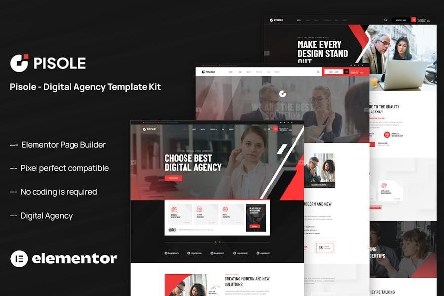 Pisole - Digital Agency Elementor Template Kit 1 Pisole - Digital Agency Elementor Template Kit