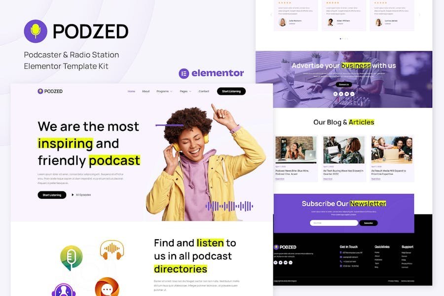 Podzed - Podcaster & Radio Station Elementor Template Kit 1 Podzed - Podcaster & Radio Station Elementor Template Kit
