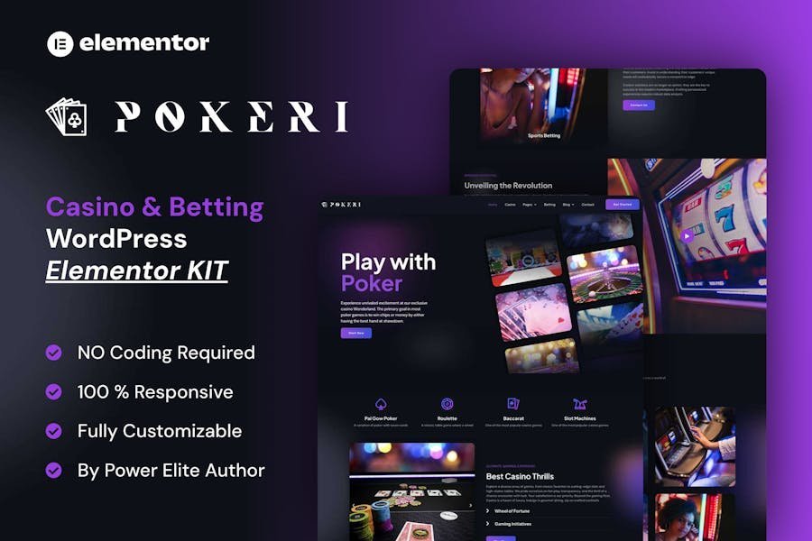 Pokeri - Casino & Betting Elementor Pro Template Kit 1 Pokeri - Casino & Betting Elementor Pro Template Kit